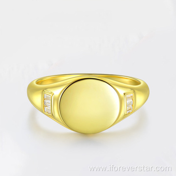 18K Gold Wedding engagement silver rings